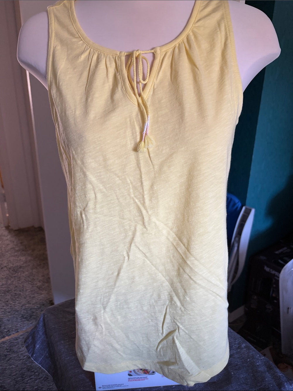 Eddie Bauer Soft Yellow Tie-Front Tank Top